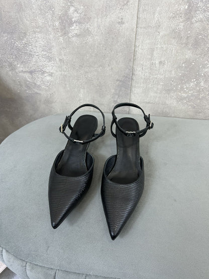 cl kitten with strap 45 black lizard stamped calfskin