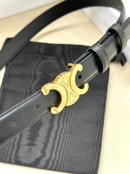 CELINE Medium Triomphe Belt 25mm Black Calfskin Ghw