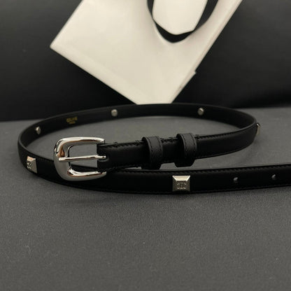 CELINE CL SMALL 18 MM TRIOMPHE BELT IN TAURILLON BLACK LEATHER SILVER HARDWARE