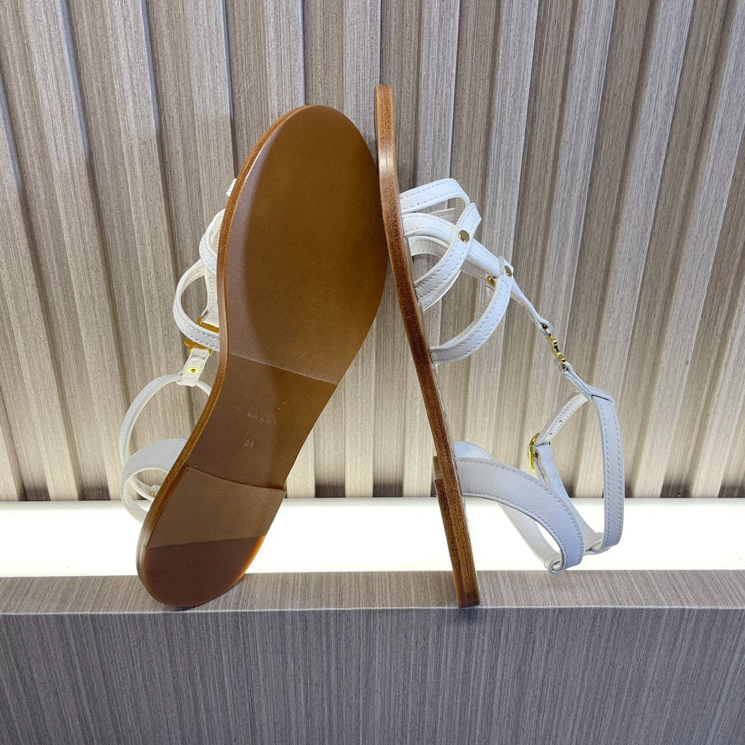 cl roman sandal white brown calfskin