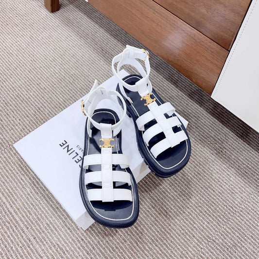 LYMPIA GLADIATOR SANDAL IN CALFSKIN WHITE