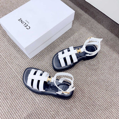LYMPIA GLADIATOR SANDAL IN CALFSKIN WHITE