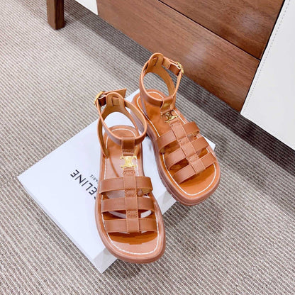 LYMPIA GLADIATOR SANDAL IN CALFSKIN TAN