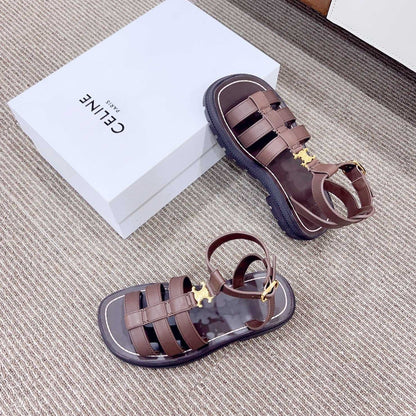 LYMPIA GLADIATOR SANDAL IN CALFSKIN CHOCOLATE BROWN