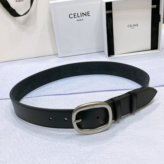 CELINE CL LARGE 35 MM BELT IN BLACK CALFSKIN LIGHT GOLD HARDWARE
