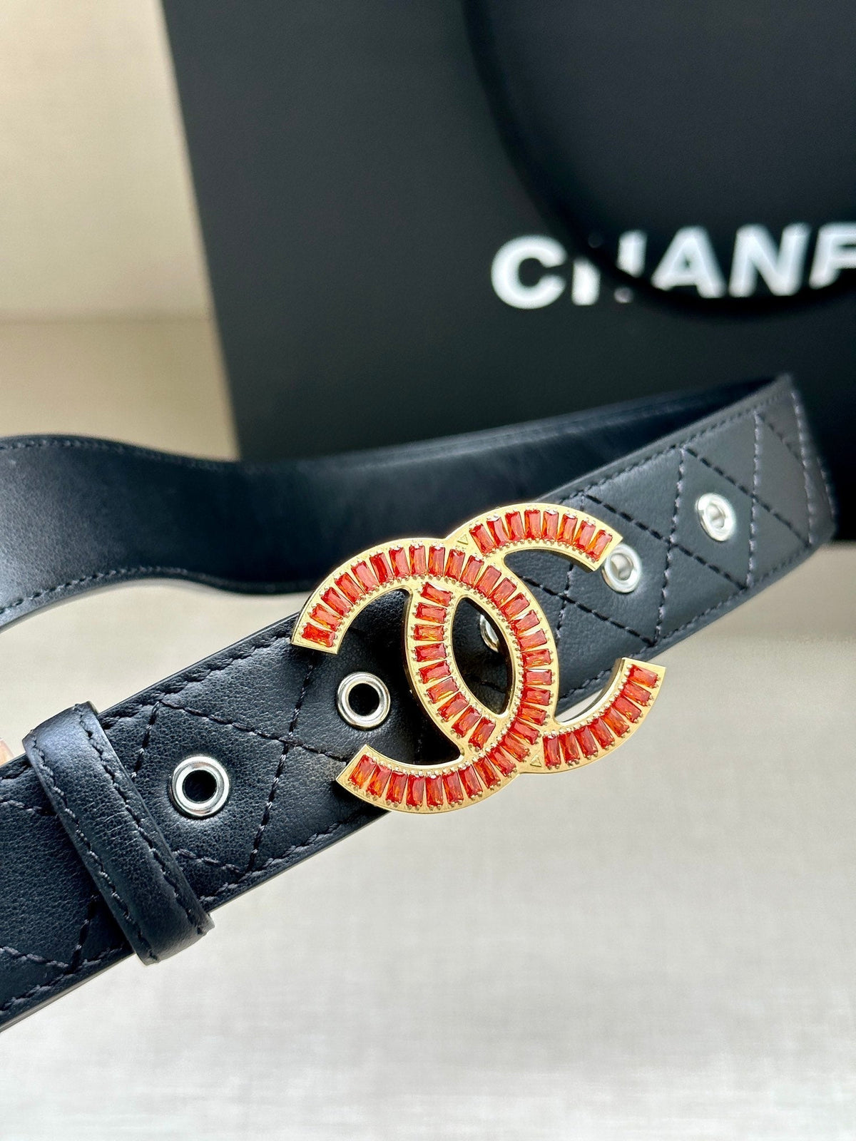 CHANEL 25S BELT 30 MM IN BLACK CALFSKIN 616961