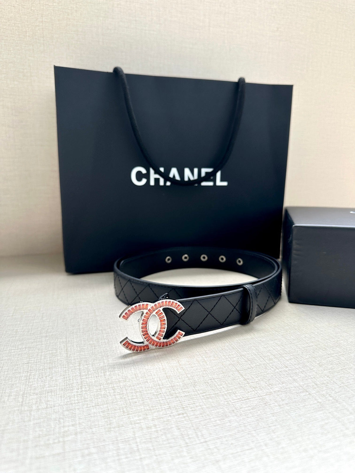 CHANEL 25S BELT 30 MM IN BLACK CALFSKIN 616961