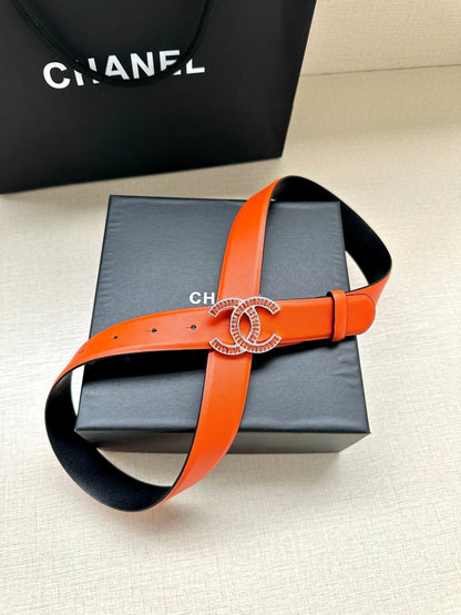 CHANEL 25S BELT 30 MM IN ORANGE CALFSKIN 616965