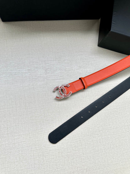 CHANEL 25S BELT 30 MM IN ORANGE CALFSKIN 616965