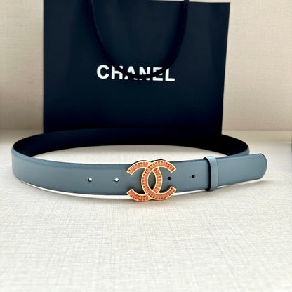CHANEL 25S BELT 30 MM IN LIGHT STEEL BLUE CALFSKIN 616966