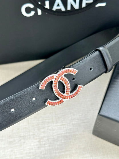 CHANEL 25S BELT 30 MM IN BLACK CALFSKIN 616968