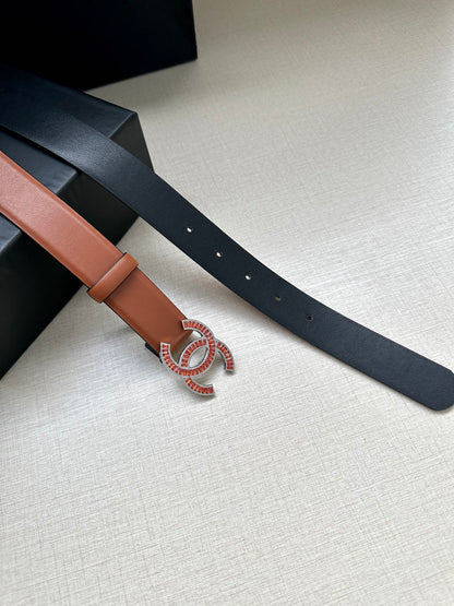 CHANEL 25S BELT 30 MM IN BROWN CALFSKIN 616969