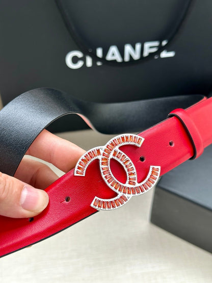 CHANEL 25S BELT 30 MM IN RED CALFSKIN 616970