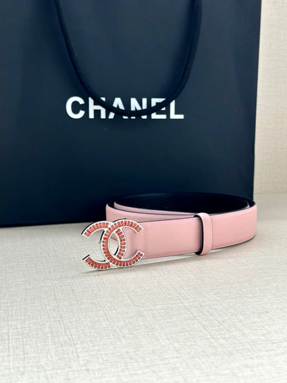 CHANEL 25S BELT 30 MM IN LIGHT PINK CALFSKIN 616971