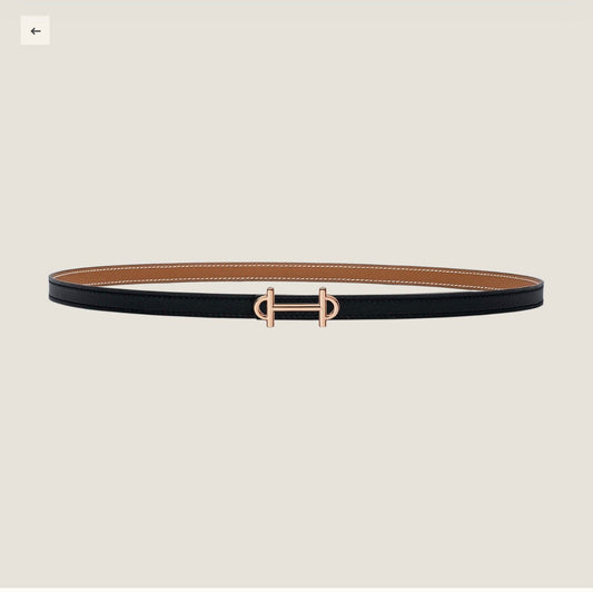 HERMES GAMMA BUCKLE & REVERSIBLE BRONZE BROWN AND BLACK LEATHER STRAP 13MM COPPER HARDWARE