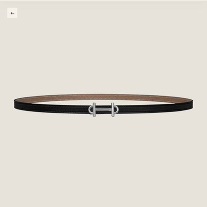 HERMES GAMMA BUCKLE & REVERSIBLE KHAKI BROWN AND BLACK LEATHER STRAP 13MM SILVER HARDWARE