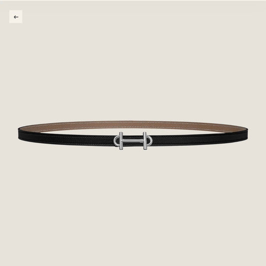 HERMES GAMMA BUCKLE & REVERSIBLE KHAKI BROWN AND BLACK LEATHER STRAP 13MM SILVER HARDWARE