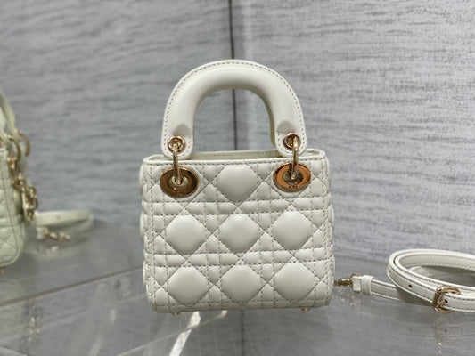 micro lady 12 white lambskin ghw