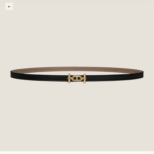 HERMES ANCRE BUCKLE & REVERSIBLE BLACK AND KHAKI BROWN LEATHER STRAP 13MM GOLD HARDWARE