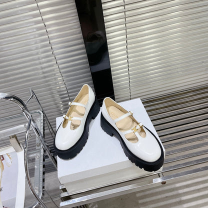 HIGH FLAT SANDALS WITH DOUBLE STRAP-DESIGN LEATHER WHITE