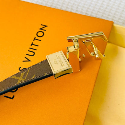 LOUIS VUITTON LV Initiales 30mm Reversible Belt Gold Rotating Buckle Black Brown Leather