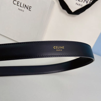 CELINE Medium Spike Belt 25mm Black Calfskin Loop Silver Silver Finishing
