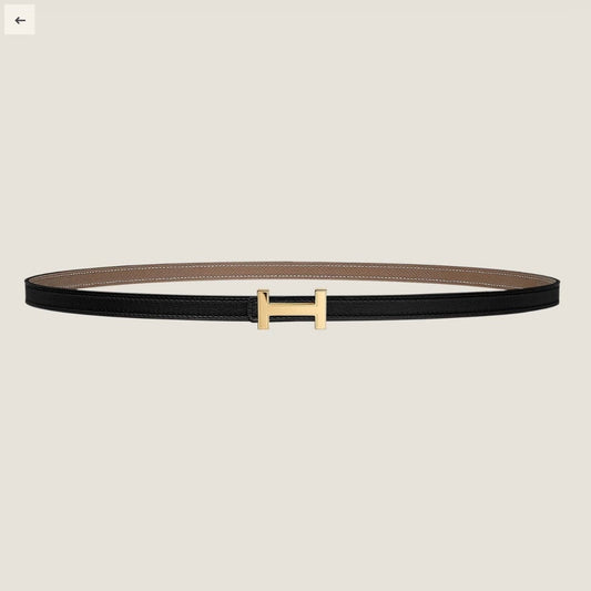 HERMES FOCUS BUCKLE & REVERSIBLE BLACK AND KHAKI BROWN LEATHER STRAP 13MM GOLD HARDWARE