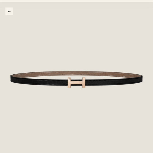 HERMES FOCUS BUCKLE & REVERSIBLE BLACK AND CAMEL BROWN LEATHER STRAP 13MM COPPER HARDWARE