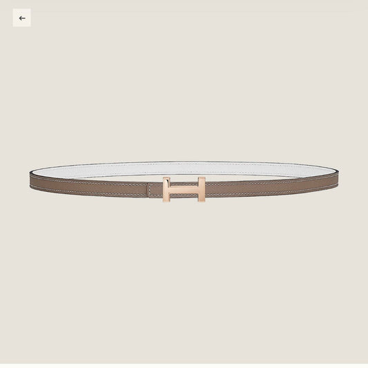 HERMES FOCUS BUCKLE & REVERSIBLE PEANUT BROWN AND WHITE LEATHER STRAP 13MM COPPER HARDWARE