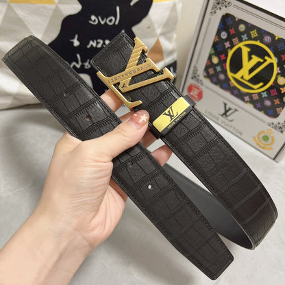 LOUIS VUITTON LV 25S BELT 38 MM IN BLACK CALFSKIN 593268