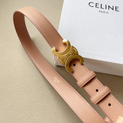 CELINE Medium Triomphe Belt 25mm Flamingo Calfskin Ghw