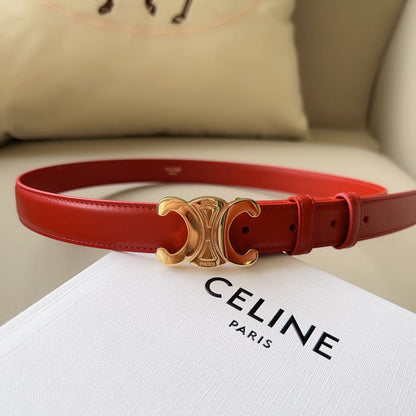 CELINE Medium Triomphe Belt 25mm Red Calfskin Ghw