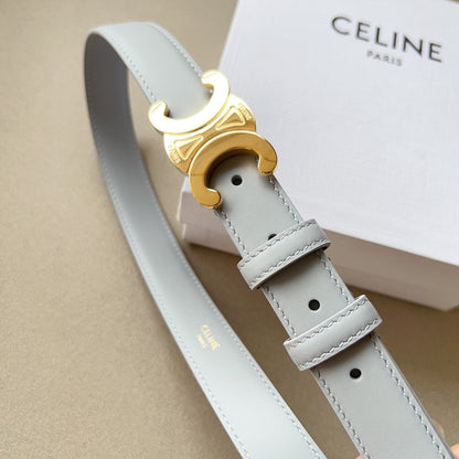 CELINE Medium Triomphe Belt 25mm Baby Blue Calfskin Ghw