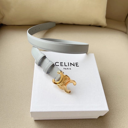 CELINE Medium Triomphe Belt 25mm Baby Blue Calfskin Ghw