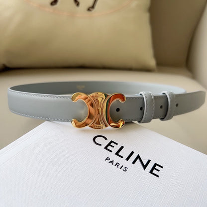 CELINE Medium Triomphe Belt 25mm Baby Blue Calfskin Ghw