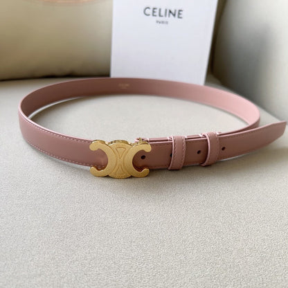 CELINE Medium Triomphe Belt 25mm Pink Calfskin Ghw