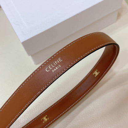 CELINE CL MINI 18 MM WESTERN BELT IN BRONZE BROWN CALFSKIN GOLD HARDWARE