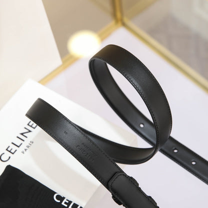 CELINE CL MEDIUM 25 MM MARCO BELT WITH STRASS IN BLACK CALFSKIN SILVER HARDWARE