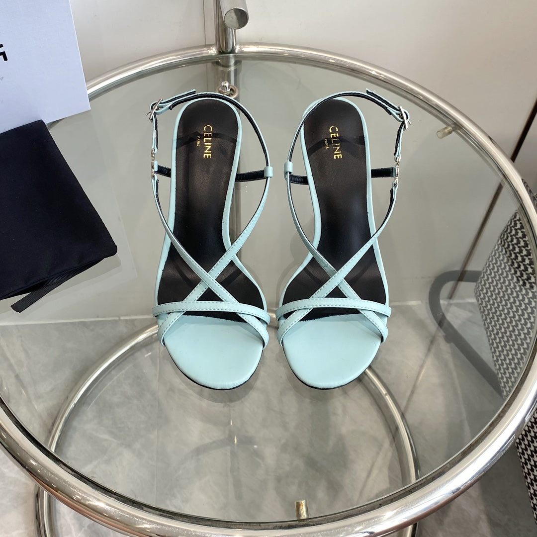 HIGH HEEL SANDAL 65MM IN SKY BLUE CALFSKIN