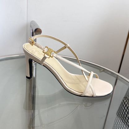 HIGH HEEL SANDAL 65MM IN BEIGE CREAM CALFSKIN