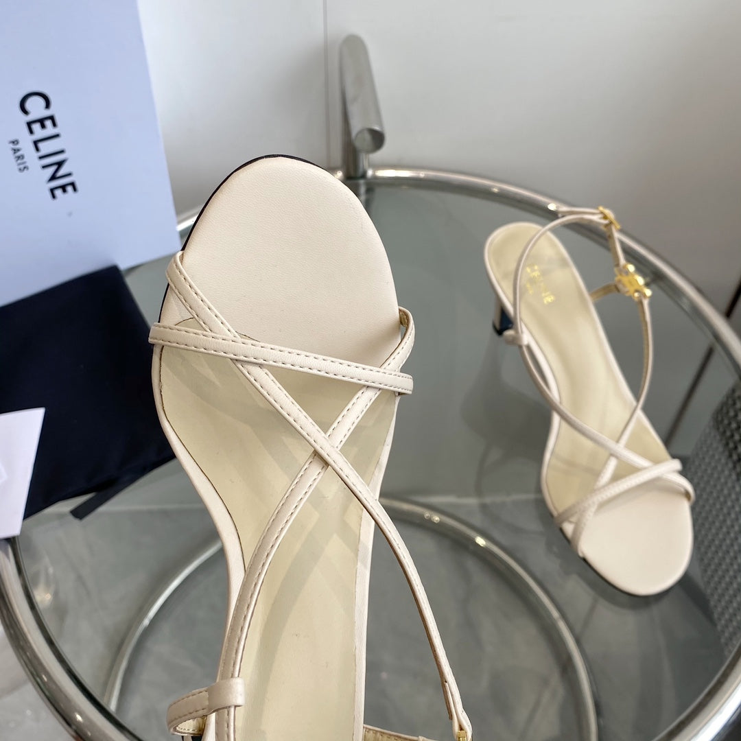 HIGH HEEL SANDAL 65MM IN BEIGE CREAM CALFSKIN
