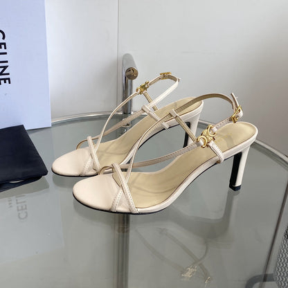 HIGH HEEL SANDAL 65MM IN BEIGE CREAM CALFSKIN
