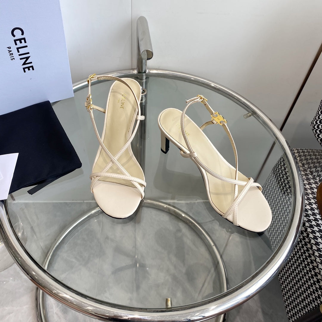 HIGH HEEL SANDAL 65MM IN BEIGE CREAM CALFSKIN