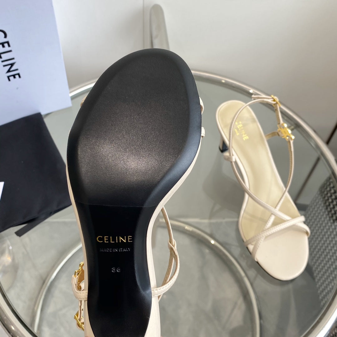 HIGH HEEL SANDAL 65MM IN BEIGE CREAM CALFSKIN