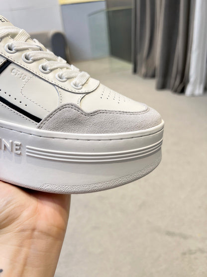 Celine 2026 CT-10 Trainer Sneakers White Gray Black Cowhide Suede 983047
