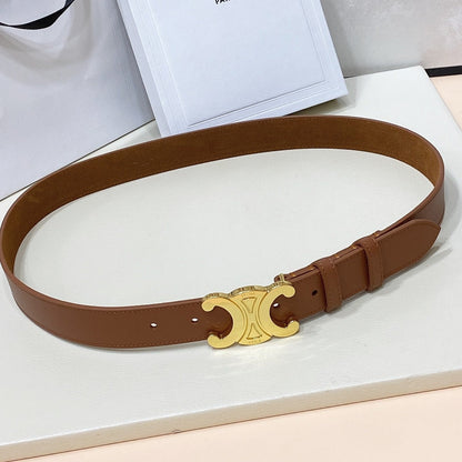 CELINE CL LARGE 30 MM TRIOMPHE BELT IN BRONZE BROWN GOLD HARDWARE