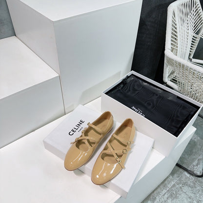 FLAT MARY JANE IN SEPIA TAN CALFSKIN