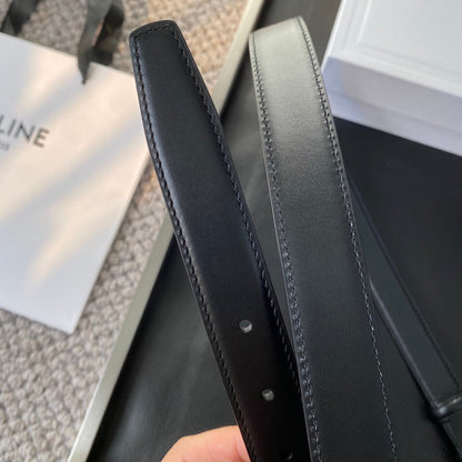 CELINE BELT 25MM IN BLACK REVERSIBLE ITALIAN CALFSKIN WITH VINTAGE SILVER BUCKLE