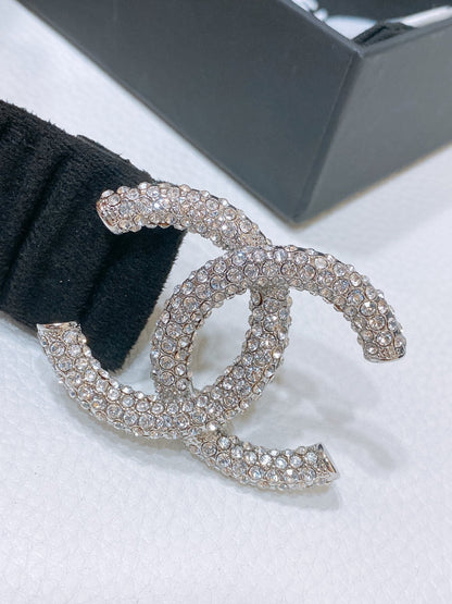 CHANEL ELASTIC BELT 30MM IN BLACK WOOL FABRIC SILVER HARDWARE WITH RHINSTONES
