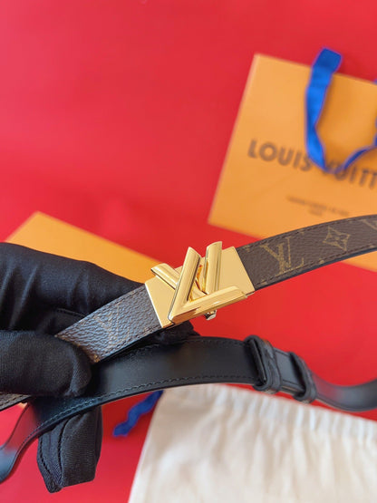 LOUIS VUITTON LV GO-14 20MM BELT IN BROWN MONOGRAM CALFSKIN GOLD HARDWARE
